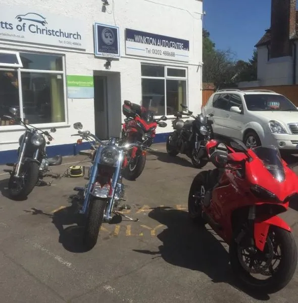 Motorbikes outside the shopfront