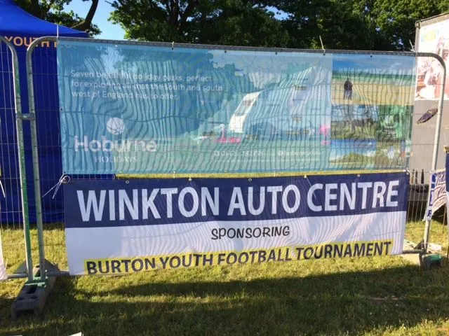The sponsorship banner at the tournament